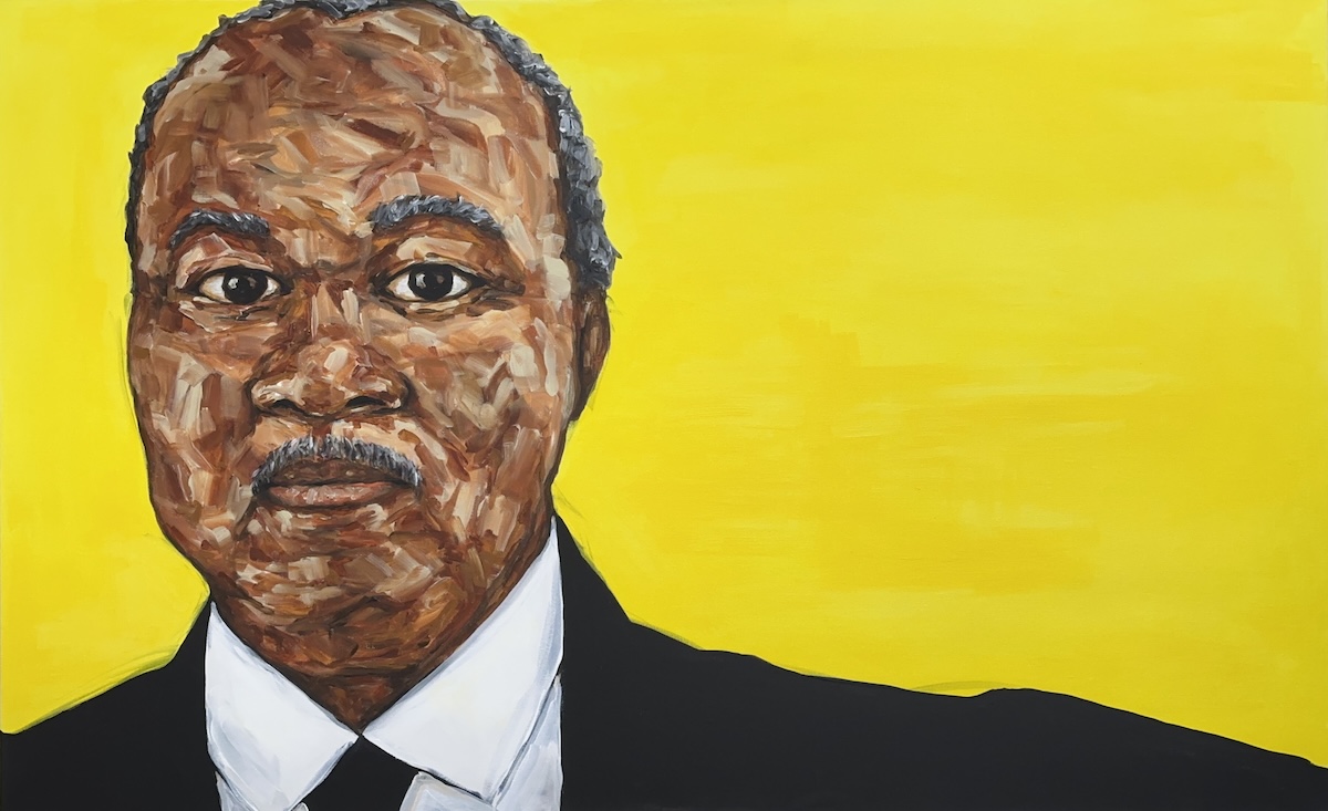 "Portrait of the Artist’s Father, Yellow Wall" Allan Lane © 2025 48 x 30, acrylic on canvas low res