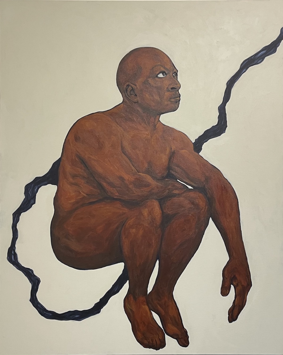 “The Preferred Reaction is no Reaction” 2026. Acrylic on canvas. 48 x 60.
